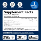 We Like Vitamins Phosphatidylserine Supplement with Gingko Biloba, Gotu Kola, DMAE - Improves Focus, Memory, Cognitive Function - Soy-Free 1000mg Memory Ultimate Complex - 100 Easy-to-Swallow Capsules