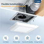 Amico Bathroom Exhaust Fan with Light, 110 CFM, 1.0 Sones, 5CCT, Easy Retrofit without Attic Access, Adjustable Bathroom Fan with light, Quiet Operation, ETL & FCC Certified