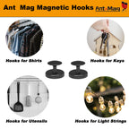 Ant Mag Magnetic Hooks Heavy Duty for Coat Hanging Strong Magnetic Hangers for Metal Surface Great Organization for Cruise Cabinet Door Kitchen Room Office