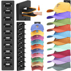 Lifewit Wall-Mounted Hat Organizer, 20 Baseball Caps Storage with Elastic Clamps (Each Holds 10), Hat Display Rack for Door, Retail Store, Nails or Adhesive, Closet Cap Holder, Black, 2-Pack