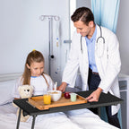 Eocnrhe Adjustable Overbed Bedside Table, Hospital Bed Table with Wheels, Portable Rolling Desk, Mobile Small Standing Desk, Rolling Laptop Stand, Computer Cart