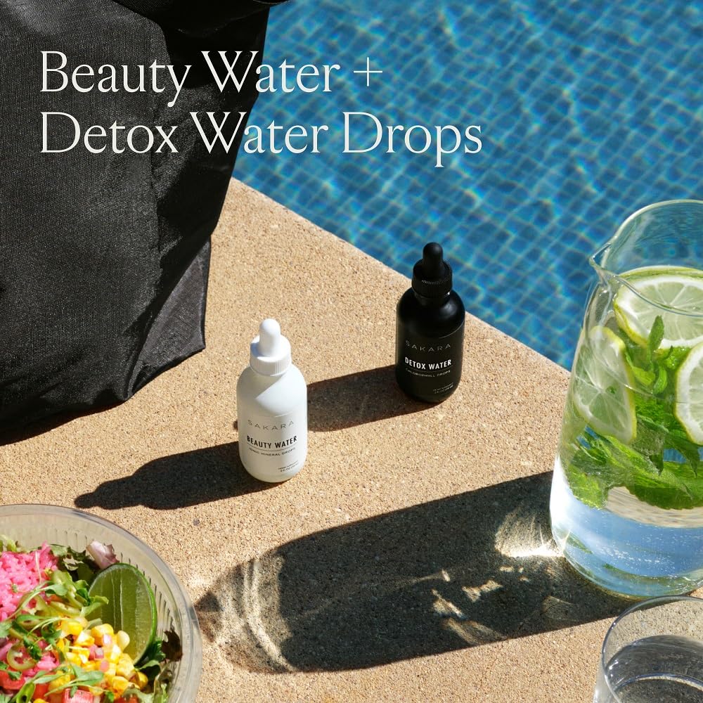 Sakara Beauty Water + Detox Water Drops, 60 Servings - Trace Mineral Drops & Chlorophyll Liquid Drops, Liquid Magnesium, Chloride, Sodium, Potassium, Boron Supplements, Liquid Chlorophyll Drops