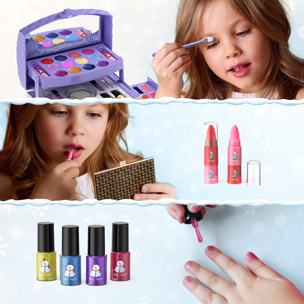 56 Pcs Kids Makeup Set for Girls, Washable Real Cosmetic Toddler Makeup Kit