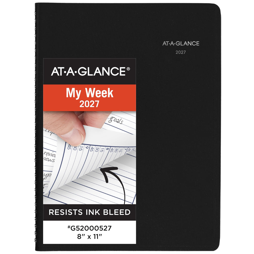 AT-A-GLANCE 2027 Appointment Book Planner, Weekly, 8" x 11", Quarter-Hourly, DayMinder, Black (G5200027)