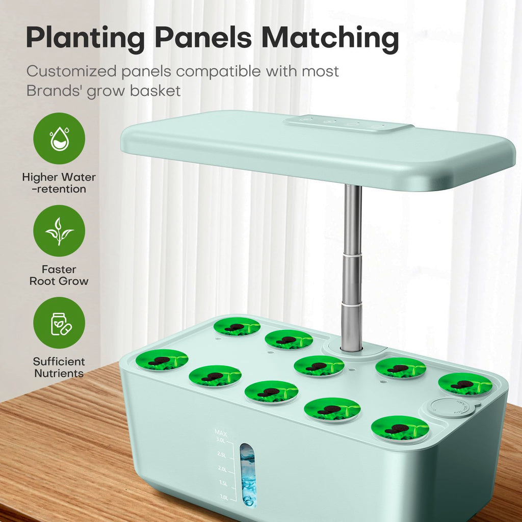 Ahopegarden Indoor Garden Hydroponics Growing System: 10 Pods Kit with LED