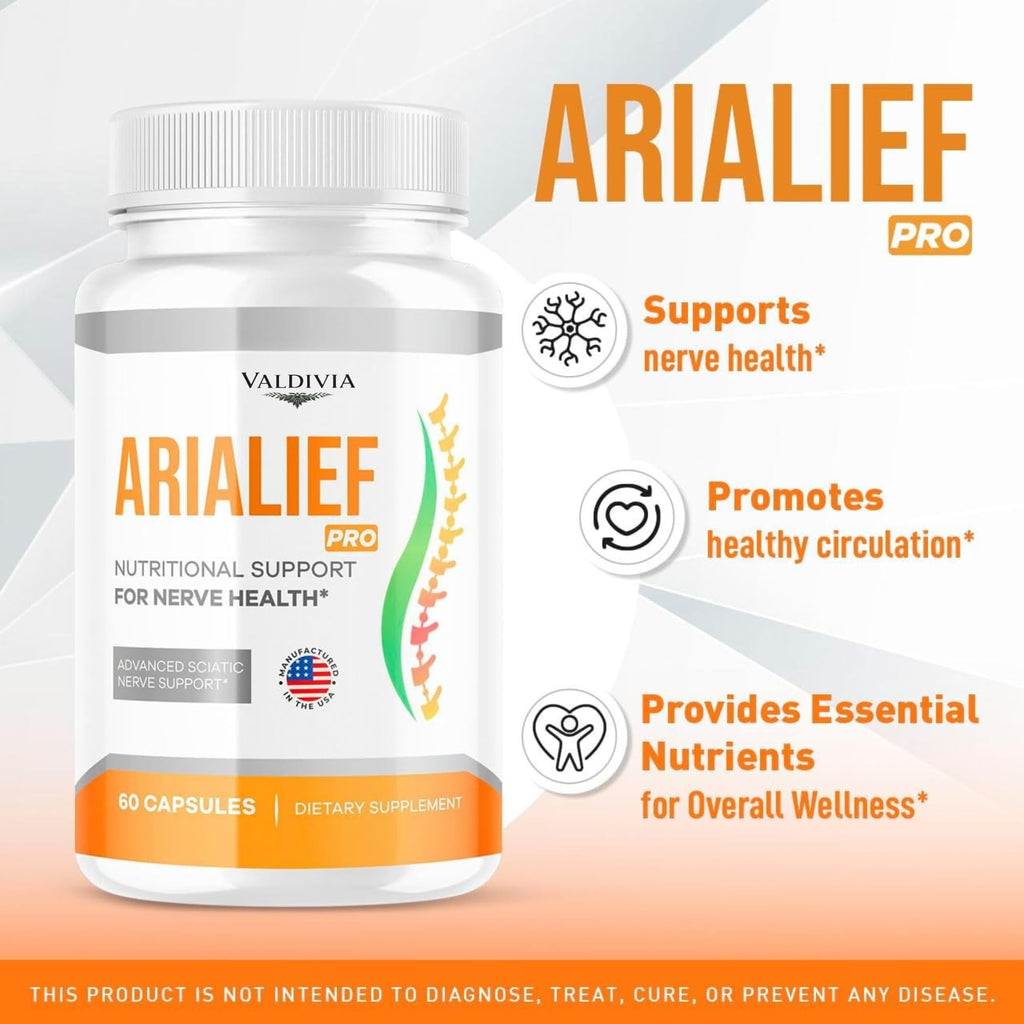 Valdivia (3 Pack) Arialief Pro Capsules for Sciatica, Arialeaf Nutritional Support for Nerve Health, Arialeaf Prime Palm Sciatica, Aria Leaf Primepalm Aria LIEF Vitamin, 3 Months