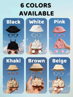 2PCS Doll Clothes Set for 17cm Dolls – Stylish Outfit with 2 Hat, 2 Overalls, 2 Shoes & 2 Glasses of Clothes Designer, Cute Clothes for Dress up Unique Style (Black+Pink) (Doll Not Included)