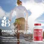 Bronson Antarctic Krill Oil 1000 mg with Astaxanthin, 180 Softgels (90 Servings)