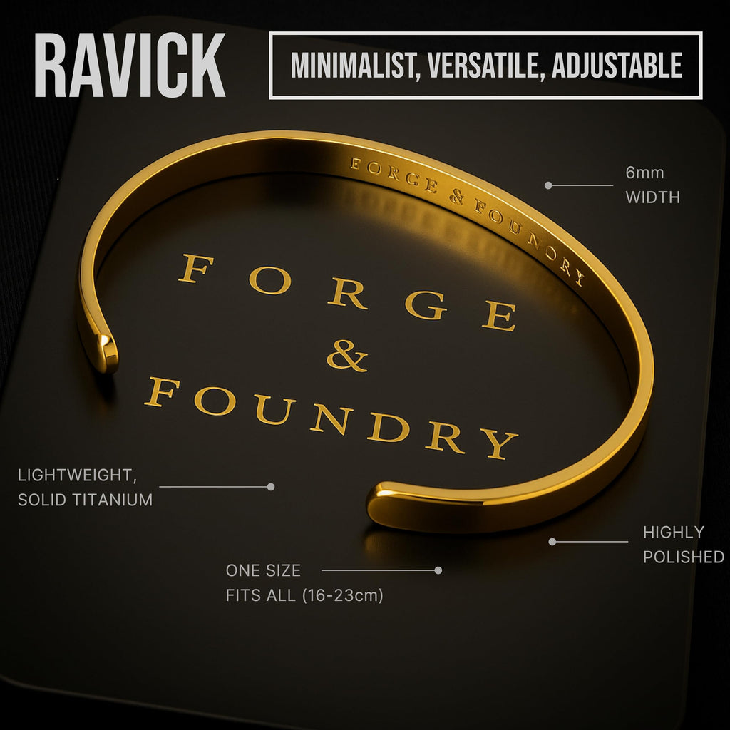 Forge & Foundry Ravick Men's Handcrafted Minimalist Titanium Cuff Bracelet