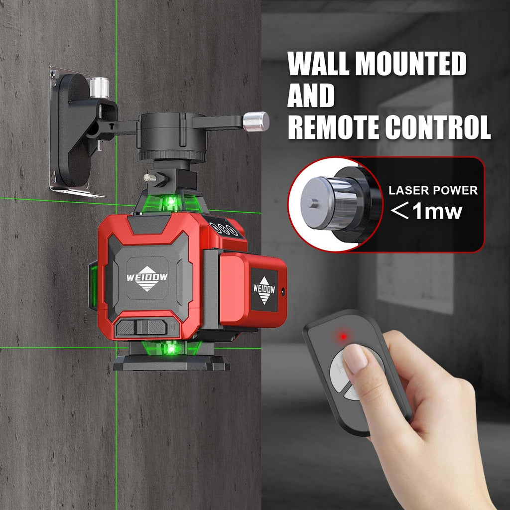 Laser Level,WEIDDW 4D 16 Lines Laser Level 4x360 Self Leveling Tool for Construction and Picture Handing Green Cross Line Vertical and Horizontal Line leveler Tool