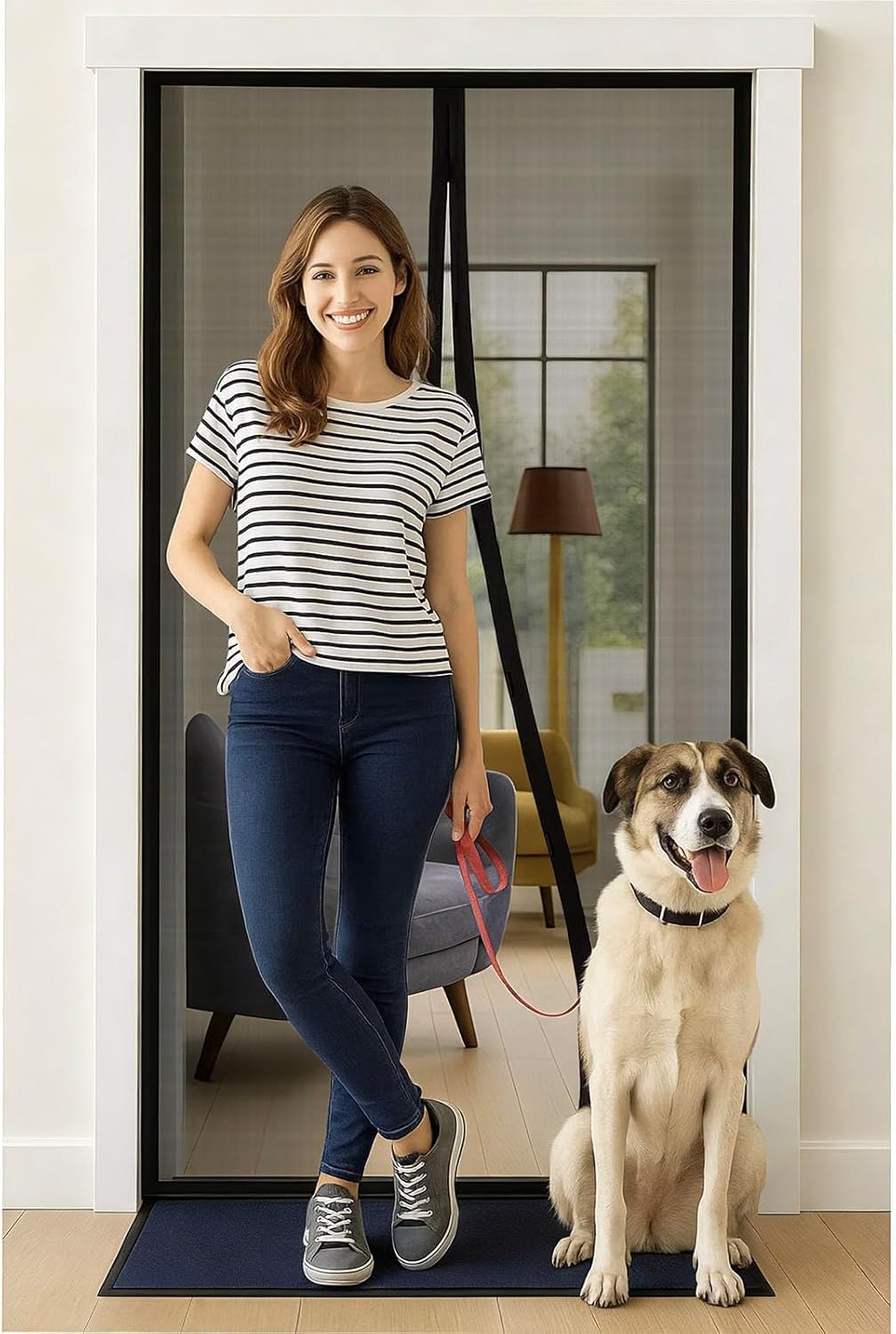 Magnetic Screen Door with Upgraded PET Material Mesh- Easy Installation, Tear-Resistant, Pet and Kid Friendly