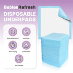100 Count Super Absorbency Small 17” x 13” Disposable Underpads, Leakproof Quick Drying for Multi-use for Babies, Puppy Pads and Adults, Chucks, Disposable Diaper Changing Pad for Baby, Blue