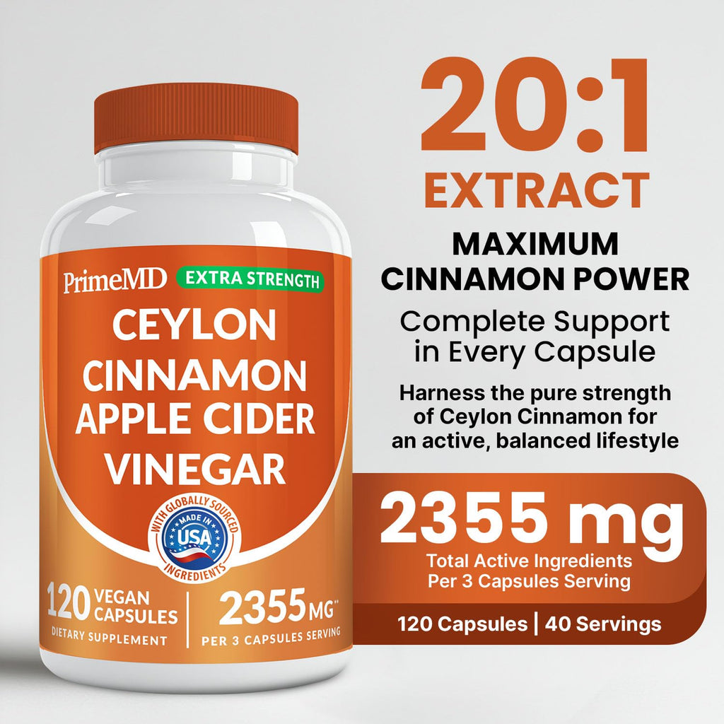 5-in-1 Ceylon Cinnamon Powder Extra Strength – Organic Ceylon Cinnamon Capsules with Turmeric, Apple Cider Vinegar, Korean Ginseng & BioPerine for Metabolism & Energy Support Pills (120 Ct, 2 Pack)