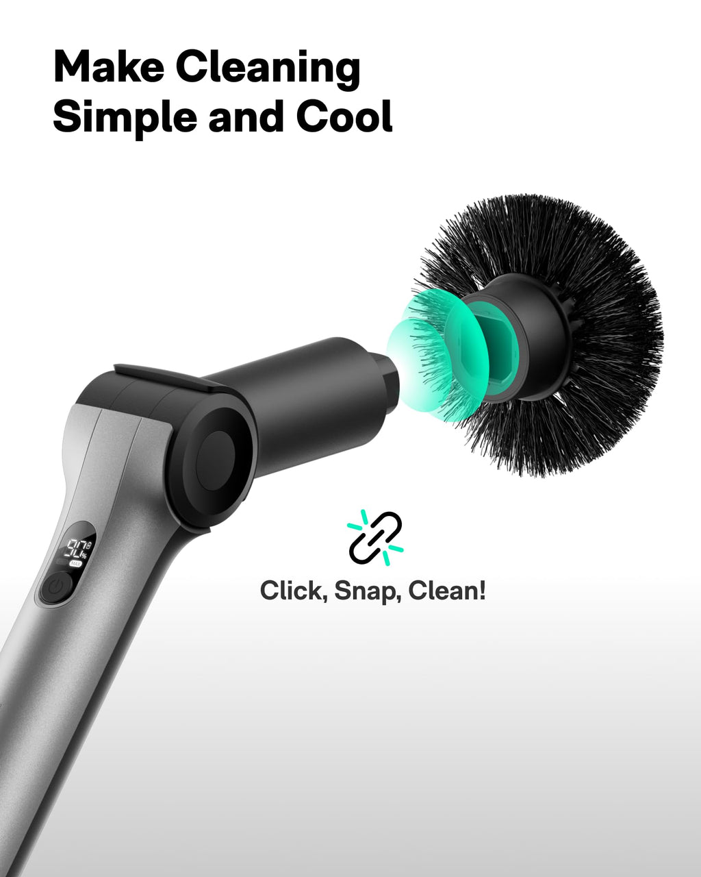 HOTO Flexi™ Cordless Electric Spin Scrubber, Adjustable Angle, Extendable Handle, Smart Display, IPX7 Waterproof, Powerful Cleaning Scrubber with 8 Replaceable Brush Heads, for Bathtub, Bathroom, Tile