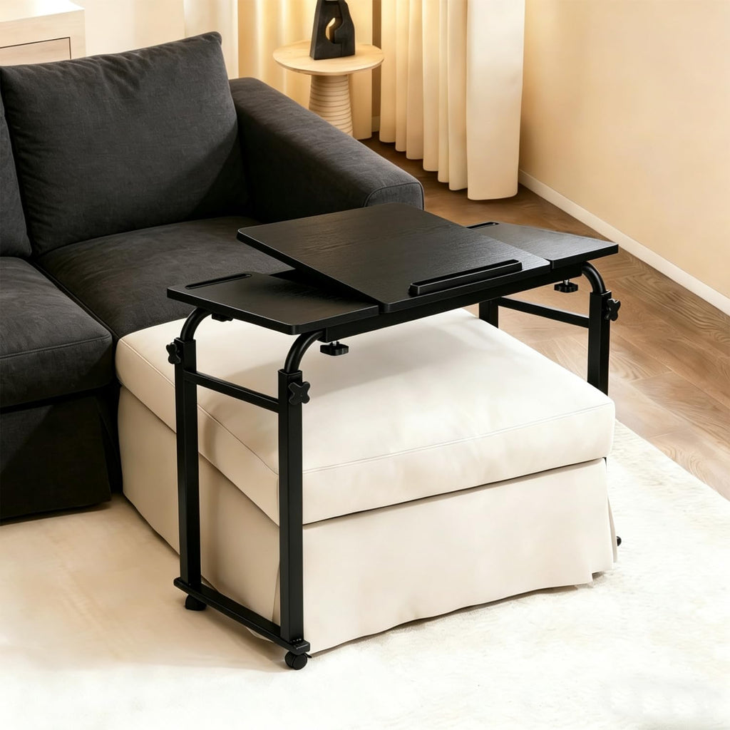 Overbed Bedside Table Over The Bed Table with Wheels Height Adjustable Medical Tilt Top Hospital Bed Table Laptop Standing Lap Desk Cart Table Stand for Bed Hospital Home Office Use Bed Trays Desk