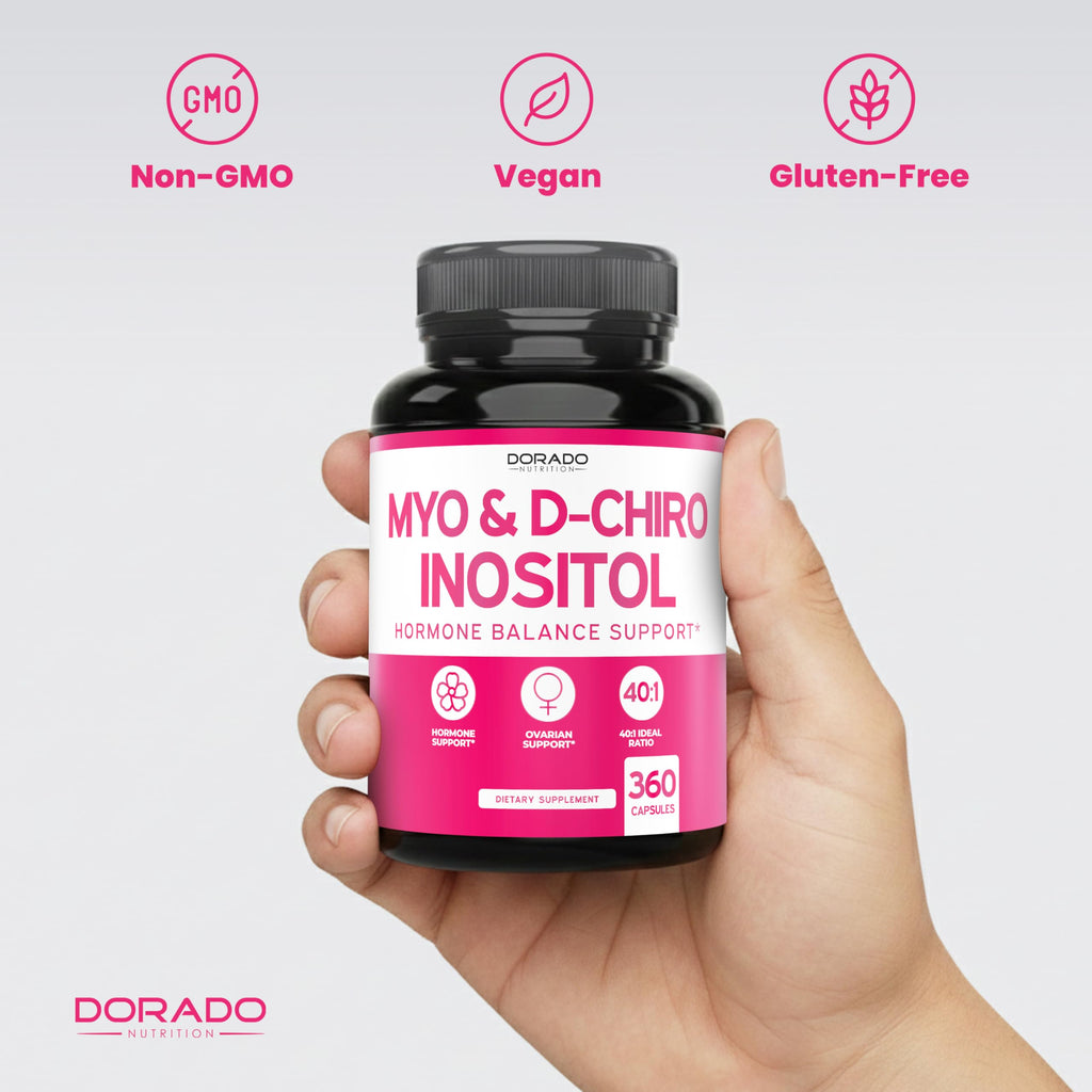 Myo-Inositol & D-Chiro Inositol Supplement For Women (360 Capsules, 2050mg Per Serving Ideal 40:1 Ratio Myo Inositol) Hormone Balance for Women - Third Party Tested, Vegan Safe & USA Made - 360 Count