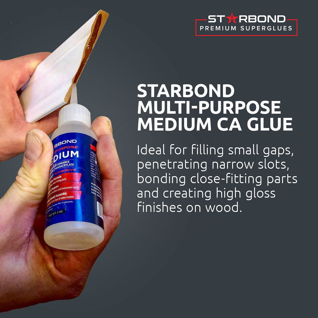 Starbond Medium CA Glue Complete Refill Kit (16 oz) – Cyanoacrylate Super Glue Refill System with Extra Bottles, Caps, Microtips & Yorker Spout for Woodworking, Carpentry, Quick Repairs & Hobby Builds