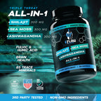 eFlow Nutrition Shilajit Capsules, Ashwagandha, Sea Moss [All-in-1] Trace Minerals, Fulvic Acid, Lab Tested Pure Himalayan Shilajit for Men & Women | Energy, Vitality & Hormonal Support (60 Capsules)