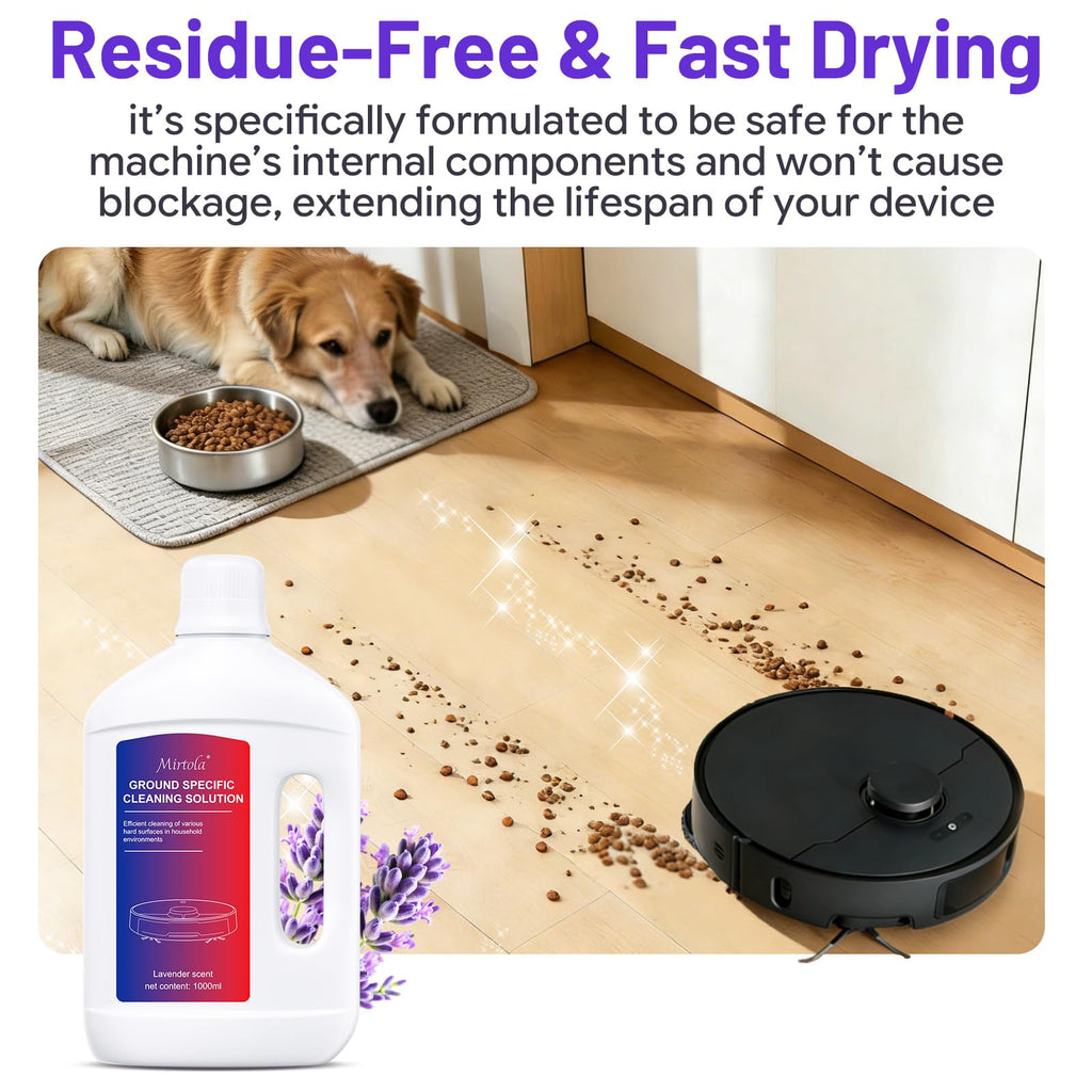 Mirtola Multi-Surface Floor Cleaning Solution Compatible with Dreame Cleaning Solution, Lavender Scent, Deep Clean, Suitable for All Mopping Robot Vacuums and Cordless Wet/Dry Mops (1000 ml)