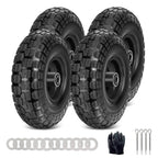 10 Inch Solid Dolly Tire Wheels, 4.10/3.50-4, 5/8" Axle, 4 Packs, Black