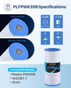 POOLPURE PWK35B SPA Filter Replaces Hot Springs Limelight Series Spa Filters, Watkins 1642301-1, 78161, 78286, Pleatco PWK35B, Filbur FC-3921, SD-01386, 35 sq. ft. 2PACK
