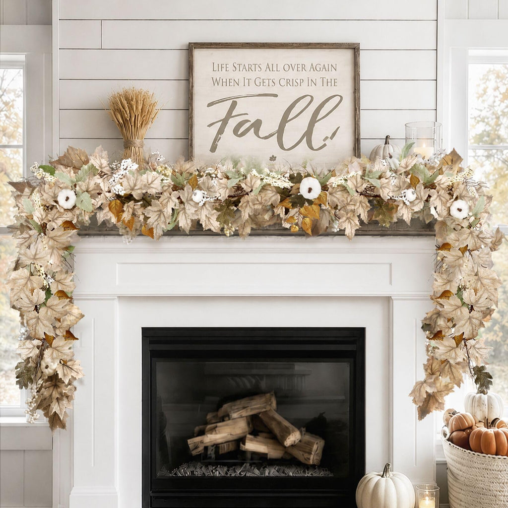 Fall Decorations for Home - 6Ft Autumn Maples Leaf Pumpkin Berry Garland
