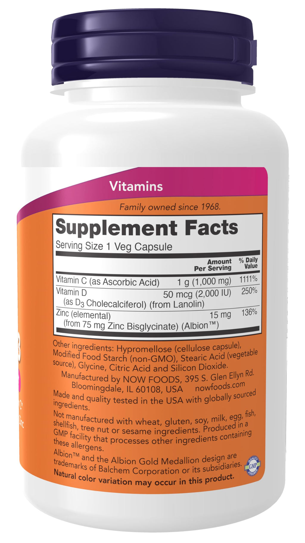 Now Supplements, C-1000 Zinc & D-3, Seasonal Immune Support*, 100 Veg Capsules, (Pack of 2)