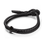 Rowdy Parrot FlexTech™ Adjustable Silicone Braided Rope Bracelet for Men - Waterproof, Sweatproof, One Size Fits All - Featuring Religious Christian Jesus Cross Design (Black Sand | Black Lagoon)