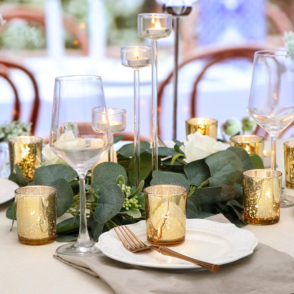 DARJEN 24 Pcs Gold Tea Lights Candles Holders for Wedding Centerpieces