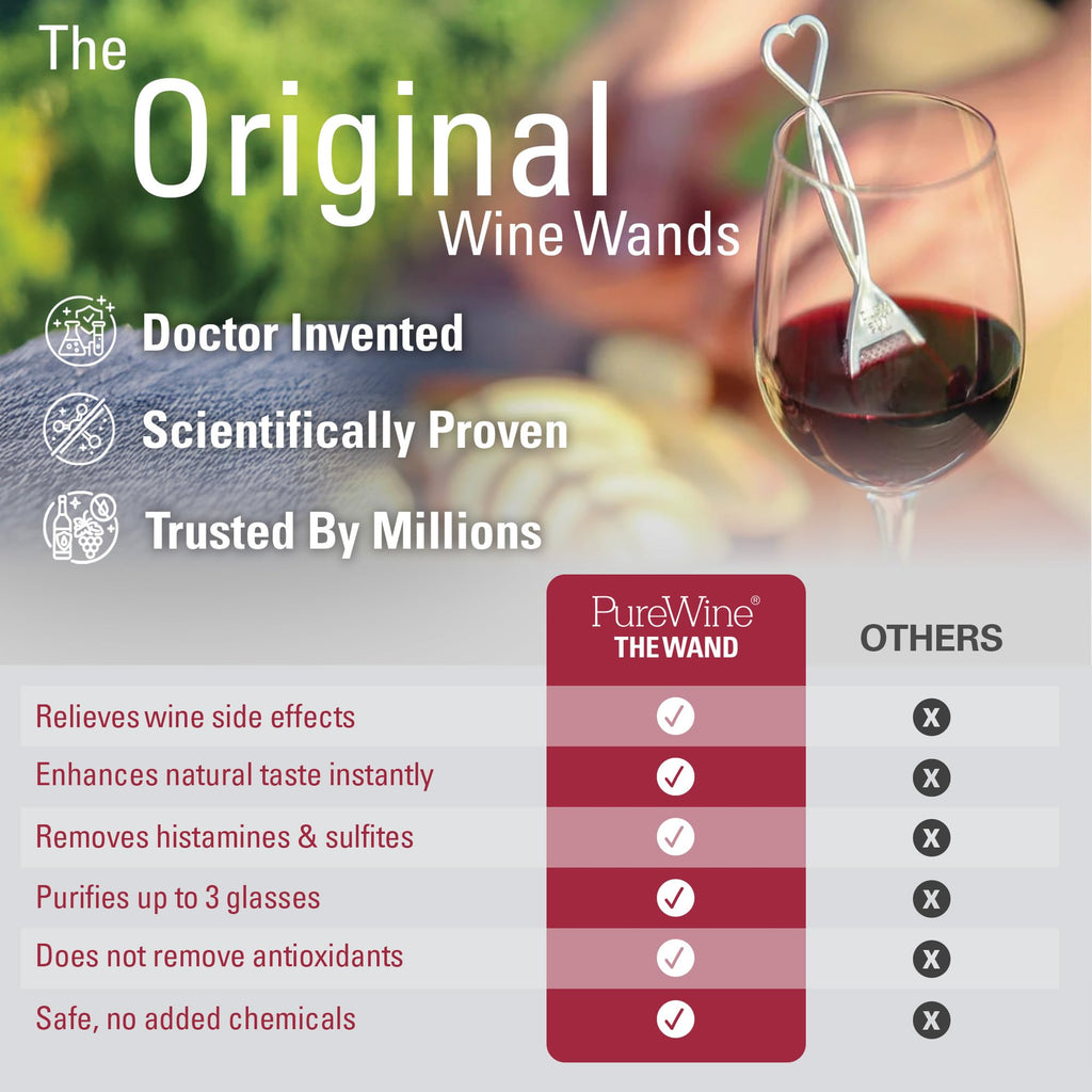 PureWine The Wand Wine Purifier, Removes Histamines & Sulfites - 8 Wands