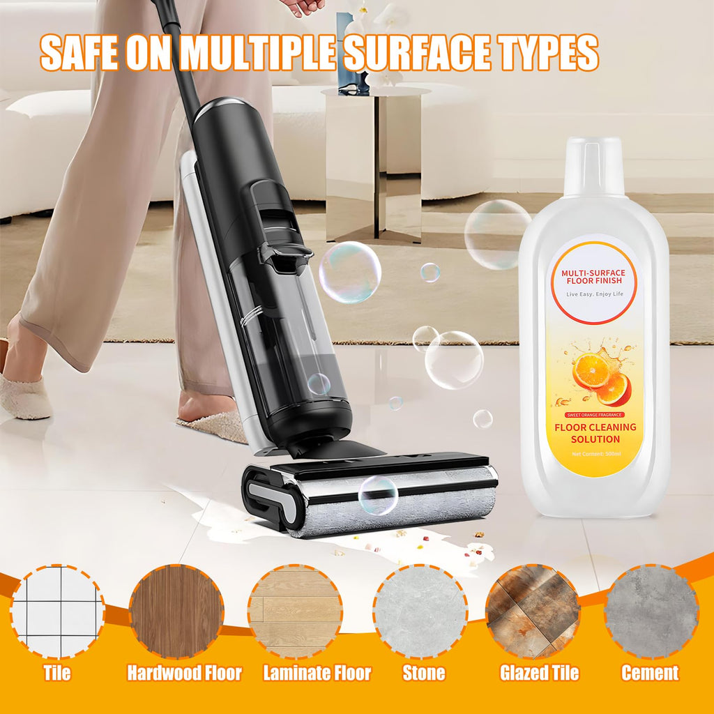NXPPYY Floor Cleaning Solution Compatible with Tineco iFLOOR Series, All Robot Vacuums & Wireless Wet-Dry Mops, 4 Bottle Floor Cleaner Refill, Orange Scent