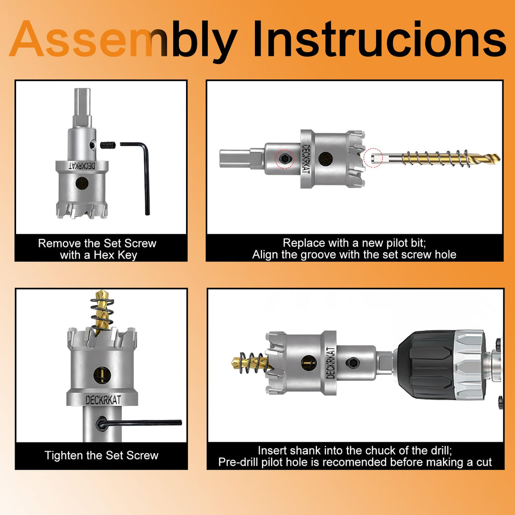 4-3/4" TCT Hole Saws for Hard Metal, Heavy Duty 120mm Tungsten Carbide Tipped Hole Cutters Set with Spring-Loaded Pilot Drill Bits for Stainless Steel, Metal, Iron, and Plastic.