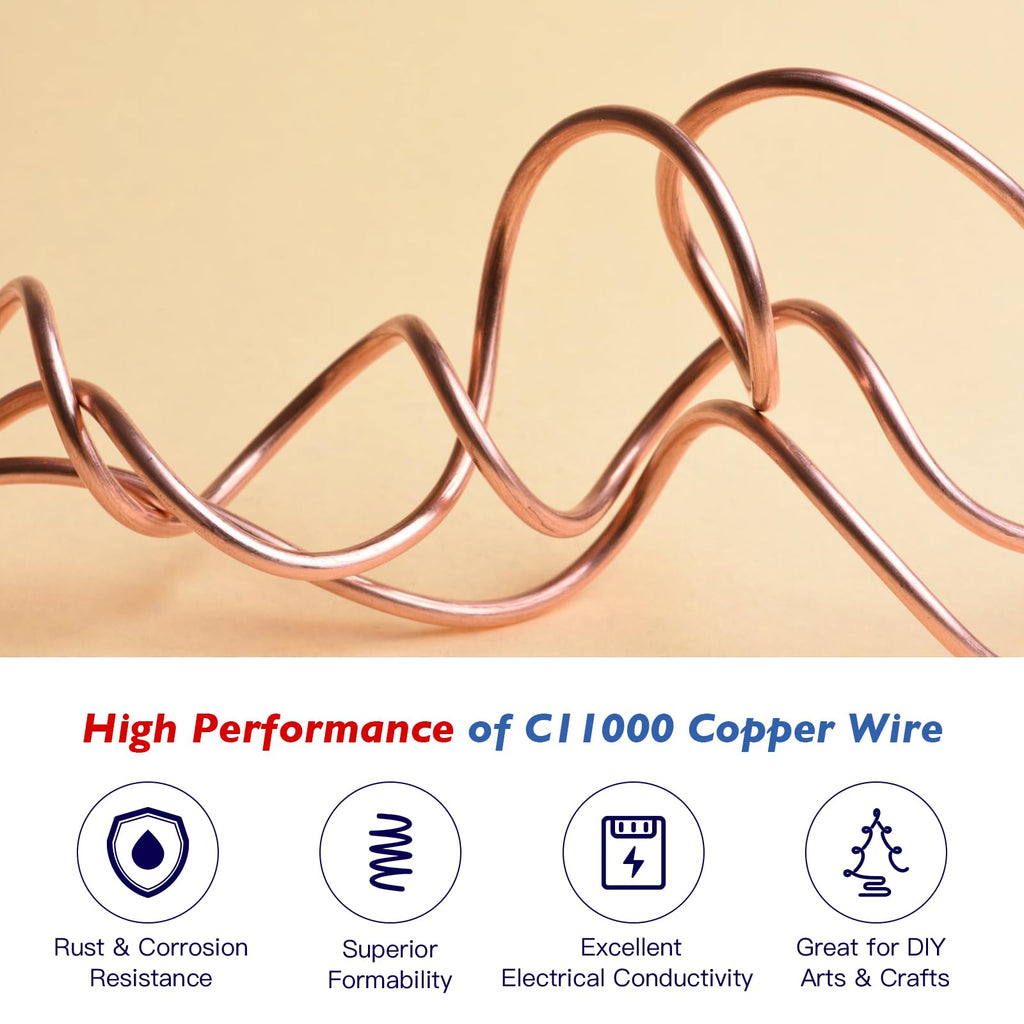 Copper Wire 99.95% Pure – 20 Gauge 0.8mm – 184 Feet, 0.55 Pound Spool – C11000 Soft Copper Wire Craft Wire for Gardening, Electroculture, Jewelry Making, Beading, Ground Wire & DIY (20 Gauge, 0.55 LB)