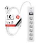 GE Surge Protector Power Strip, 10 Ft Extension Cord, 6 Outlet Extender