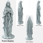 VChymm Virgin Mary Praying Statue 31.49 Inch Tall Outdoor Garden Religious Garden Outdoor Yard Patio Deck Home Entryway Hallway Sculpture Magnesium Oxide Stone （Grey Virgin）