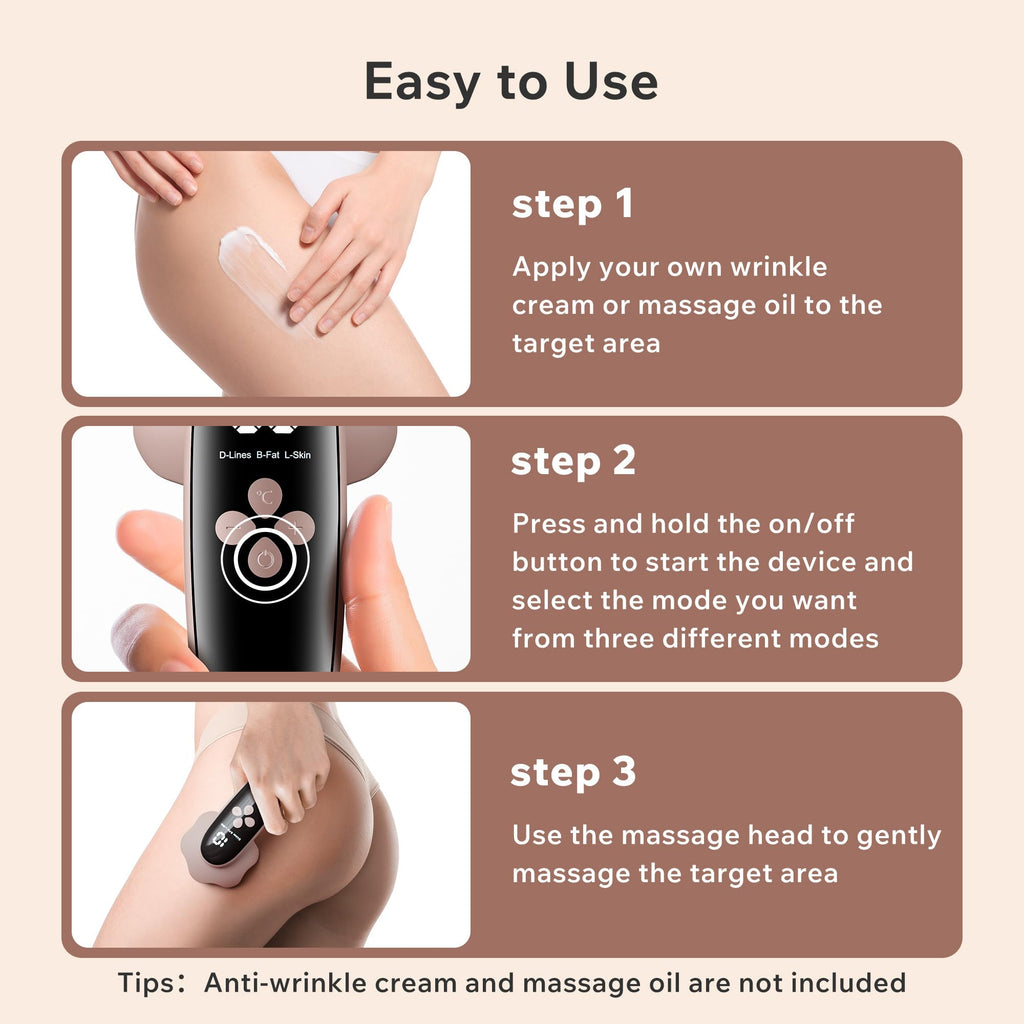 Depsoul Cellulite Massager, Upgraded Body Sculpting Machine 4 in 1 Wireless Cellulite Remover with 4 Modes 10 Levels for Belly, Waist, Arm, Leg, Butt,Rose Gold