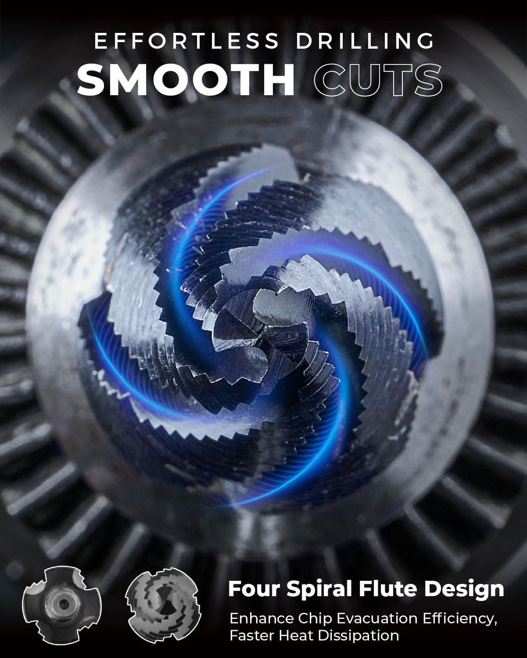 toolant Four Spiral Flute Cobalt Step Drill Bit(Pro), 1/4"-3/4" Impact Ready Unibit Step Drill Bit, 1/4" Hex Shank Step Bits for Metal, Stainless Steel, Aluminum, Plastic