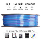 Kretrum Dual Color Silk PLA 3D Printer Filament 1.75mm Silk PLA Color Changing 3D Printing Filament 1kg / 2.2lbs Purple & Blue