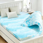 Mattress Topper Queen, 3 Inch Gel Memory Foam Bed Topper for Queen Size Bed, CertiPUR-US Certified, Blue
