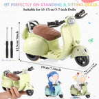 Simgoing 2 Pcs Mini Electric Doll Scooter Vehicles Toy Funny Doll Accessory with Music & Lights Could Rotate 360° Cute Plastic Scooter Toy Ornaments Battery Not Included (Blue & Green)