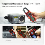 KAIWEETS HT206B Digital Clamp Meter T-RMS 6000 Counts, Multimeter Voltage Tester Auto-ranging, Measures Current Voltage Temperature Capacitance Resistance Diodes Continuity Duty-Cycle (AC Clamp Meter)