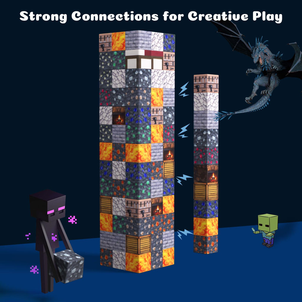 Dufvrpe Magnetic Blocks - 128PCS Cavern Exploration - 1" Creative Magnetic Building Cubes Gift Set for Kids Ages 4-8