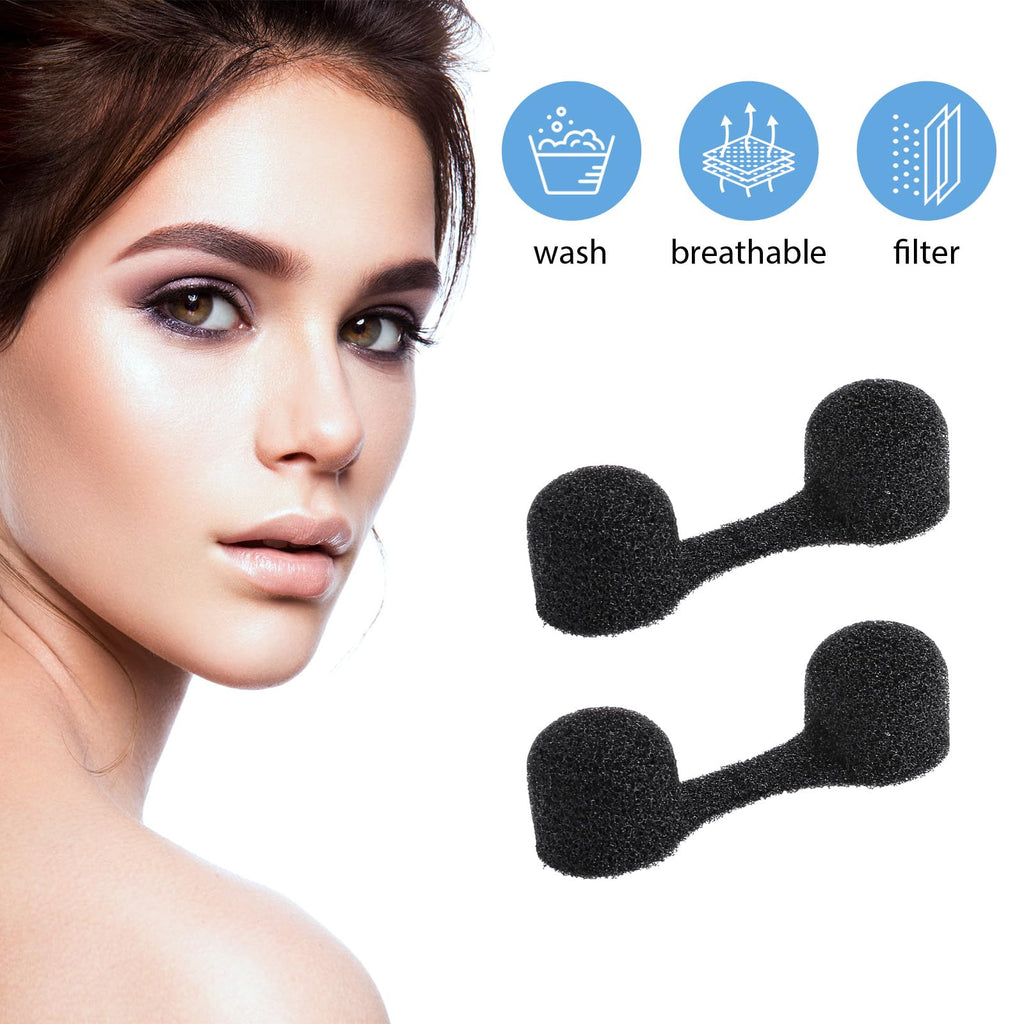 Dimeho 300 Pieces Nose Plug Filter Disposable Nose Dust Filters Bulk Sponge Nostril Filters for Spray Tanning Welding Dust Allergies DustConstruction Areas (Black)