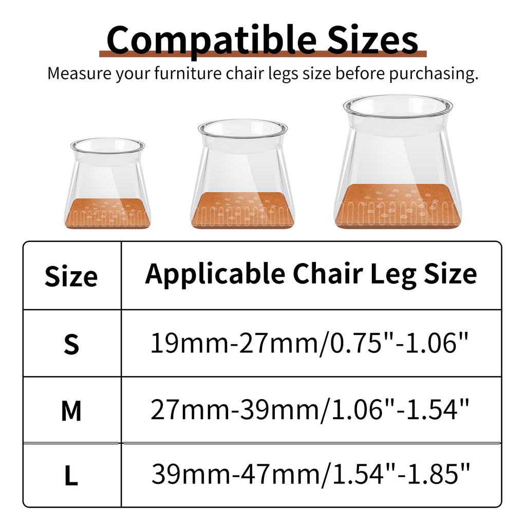 Chair Leg Floor Protectors - 24 Pcs Silicone & Felt Pads for Hardwood Floors - Anti-Scratch Furniture Sliders, Noise-Reducing Chair Feet Covers - Furniture Leg Caps Fit Sizes to(1.06"-1.54")