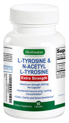 Max Strength L Tyrosine Supplement & N Acetyl L Tyrosine Peak Focus, Alertness, Concentration, Body & Mind Energy. L-Tyrosine 850mg Per 1 Capsule. A Well-Being Nutrient Boost For Performance