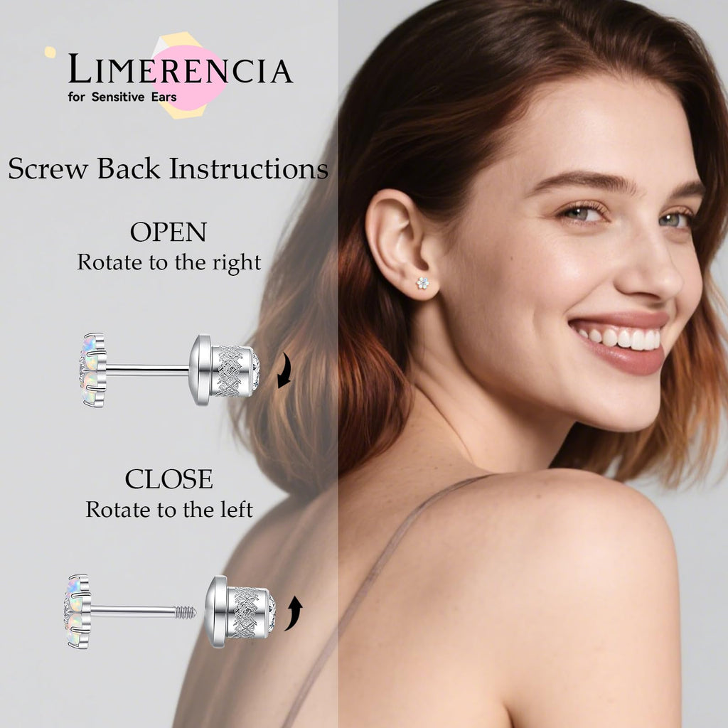 Limerencia Titanium Flat Back Screw Back Stud Earrings for Women Men