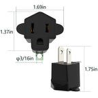 JACKYLED 3 Prong to 2 Prong Grounding Adapter Wall Outlet Converter, 2 Prong Power Adapter Fireproof Material 392℉ Resistant Heavy Duty for Household, Electrical, Indoor Use Only, Black, 10 Pack