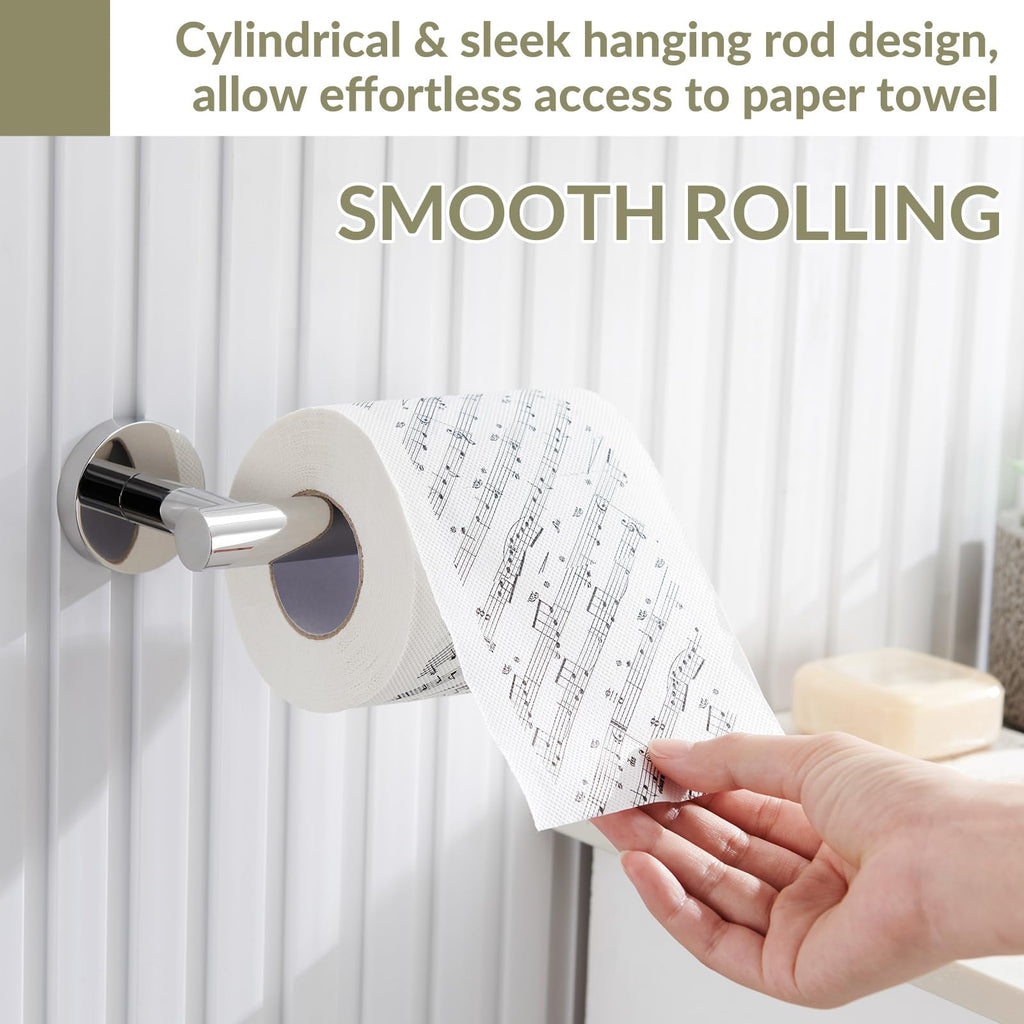 Toilet Paper Holder Polished Chrome, APLusee 304 Stainless Steel Tissue Roll Hanger, Round TP Roll Dispenser for Bathroom Kitchen Washroom, Wall Mount