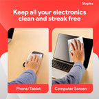Staples Screen Cleaning Wipes – 100 per Tub, Safe for Monitors, Laptops & Electronics, 2‑Pack