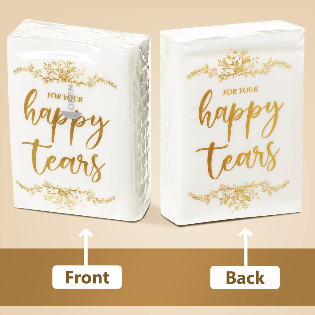100 Pack For Your Happy Tears Wedding Tissues for Guests 3 Ply Pocket Size, Individual Travel Facial Tissue Packs for Wedding Party Favors(Classic)